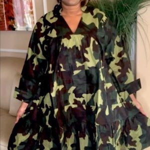 Green Camo MIDI Dress